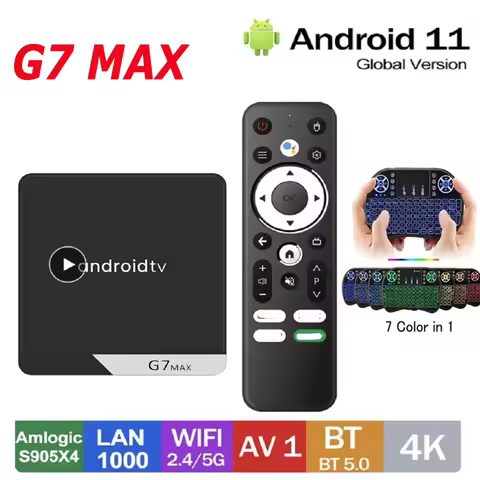 G7 Max Smart TV Box Android 11 S905X4 4GB 64GB 1000M AV1 4K HD 2.4GHz/5GHz Dual Wifi USB3.0 Set Top 