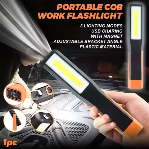 Portable USB Rechargeable COB Work Light Car Detailing Inspection Light Magnetic LED Flashlight Hang