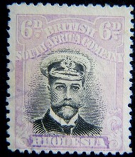Rhodesia (British Colony)-1911年英國南非公司羅德西亞英皇佐治五世海軍上將裝束6便士郵票