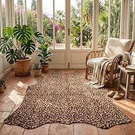 MustMat Faux Leopard Rug - Cheetah Print Rug,Area Rugs Western Decor (Light Brown, 5.2x6.5 ft)
