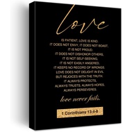 Christian Gold Foil Canvas Wall Art Motivational Love is Patient Love is Kind 1 Corinthians 13:4-8 P