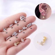 1 Piece Cubic Zirconia Leaf Heart Bird Chic Hoops Ear Forword Helix Cartilage Tragus Rook Piercing E