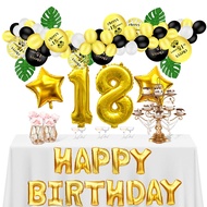 66 Pcs Black Gold Cheers 18th Birthday Balloon Set,for 1 2 16 18 21 30 40 50 60 70 80 90 Birthday Pa