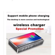 Clock wireless charging mobile phone Bluetooth headset wireless charging dual-use LED smart