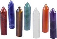 Rockcloud Pack of 7 Healing Crystal Wands Crystals Points 6 Faceted Reiki Chakra Stones for Meditati