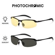 Cyxus Polarized Sunglasses Rectangular Frame Simple Night Market Photochromic Lenses For Men Driving