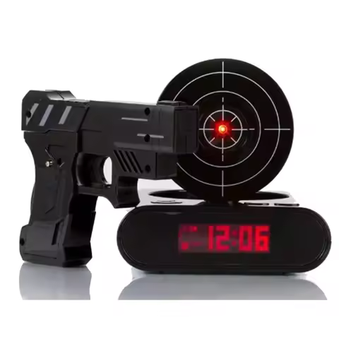 Gadget Target Laser Shooting Gun Alarm Clock Digital Electronic Desk Clock Table Watch Nixie Clock S