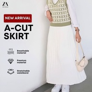 ZOE ARISAH Skirt Muslimah A-Cutting Khaseedah Pleated Skirt Lace Premium Cotton Long Skirt Flowy Ski
