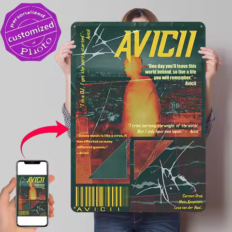 Avicii DJ Music 3D Texture Printed Poster Custom Vintage Metal Tin Plate Sign for Wall Art Funny Sig