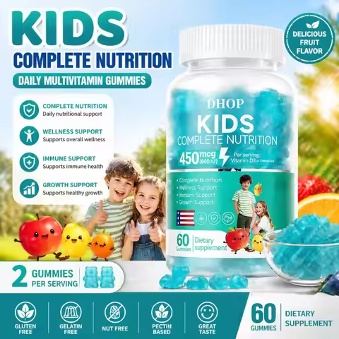Kids Multivitamin Gummies with Vitamin D3 Daily Nutrition Soft Chew Dietary Supplement 60 Count Easy