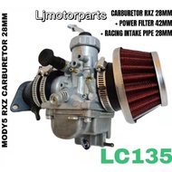LC135 V1-V7 MODIFY CARBURETOR 28MM RXZ + POWER FILTER 42MM + RACING INTAKE PIPE 28MM