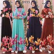 Long Maxi Dress Gamis Muslim Jersey Busui Motif Bunga 993