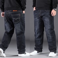 [H & J] Large Size Jeans Men's Plus Fat Plus Sweatpants Loose Straight Stretch Spring Autumn Fat Guy