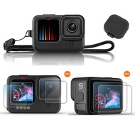 Accessories Kit for GoPro Hero 9 with Silicone Protective Case with lens cap  Screen Tempered Glass