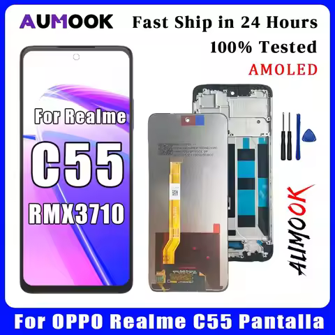 New IPS LCD For OPPO Realme C55 LCD Display Touch Screen Digitizer Assembly For Realme C55 RMX3710 S