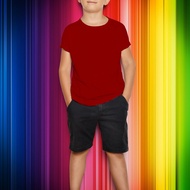 Maroon Plain Kids T-Shirt Baju Kosong Budak