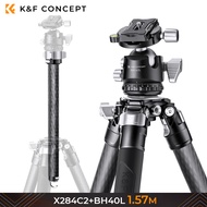 K&F CONCEPT Tripod Lightweight Carbon Fiber with 360° Ball Head 25kg Load 157cm Max Height S284C2+BH