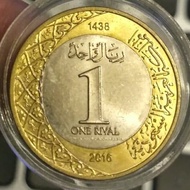 Uang Koin Real Arab Saudi 1 Riyal Logam Bimetal Kolektor Hobi