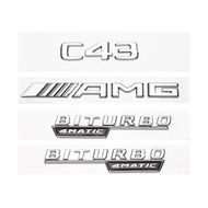 3D ABS Fender Side Sticker BITURBO 4MATIC Rear Trunk Badge Star Emblem AMG For Mercedes Benz C43 W20