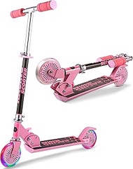 Hikole Scooter for Kids with LED Light Up Wheels, Adjustable Height Kick Scooters for Boys and Girls