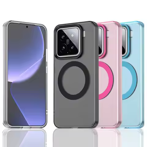 Magnetic Wireless Charging Case For Xiaomi 15 Mi 14 14T Pro Cover Candy Colors Transparent Back Shel