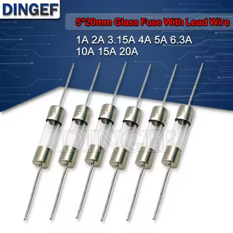 10PCS 5*20mm Glass Fuse Fast 250V With Lead Wire 5*20 1A 2A 3.15A 4A 5A 6.3A 10A 15A 20A The fuse tu