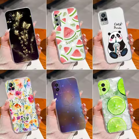 Case For Vivo V20 V20 SE V21 V21E 4G 5G Summer Lemon Clear TPU Soft Silicone Phone Cover For VivoV21