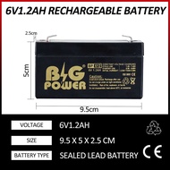 Big Power 6V 1.2AH BACKUP BATTERY RECHARGEABLE SEALED LEAD ACID BATTERY