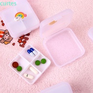 CURTES Portable Pill Case Cute Medicine Organizer Pill Storage Box Adult Child 4 Grid 1Pc Plastic Cartoon Vitamins Container Sealed Tablet Box
