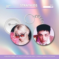 GANTUNGAN HOLOGRAM STRAY KIDS PIN DO IT KEYCHAIN 58 MM KPOP KEYCHAIN UNOFFICIAL HYUNJIN HAN