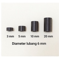 50 Pcs Plastic tube washer spacer no thread M6 x 3 mm M6 x 5 mm, M6 x 10 mm, M6 x 20 mm