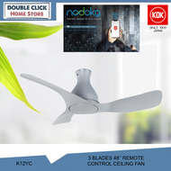 KDK K12YC Nodoka Jr Series 3 Blades Remote Control/Smart Contro Ceiling Fan (48″) - Matte Grey  Kipas Siling