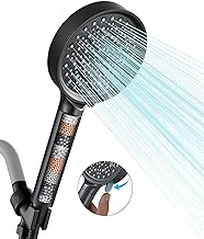 Cobbe Handheld Shower Head with Filter, High Pressure 6 Spray Mode Showerhead with Hose, Bracket and Water Softener Filters Beads for Hard Water Remove Chlorine and Harmful Substance, Matte Black