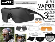Wiley-X VAPOR Comm Temples V2.5 {3Lens}{3552}Frame Matte Black{Grey/Clear/Light Rust}