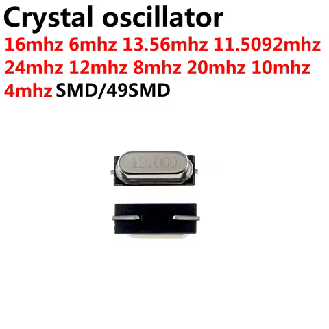 50PCS 16MHZ 6MHZ 13.56MHZ 11.5092MHZ 24MHZ 12MHZ 8MHZ 20MHZ 10MHZ 4MHZ Quartz Crystal Resonator Pass