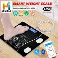 M MALL Digital Smart Weight Scale with Wireless Connection USB CHARGE Bluetooth / Penimbang Berat Ba