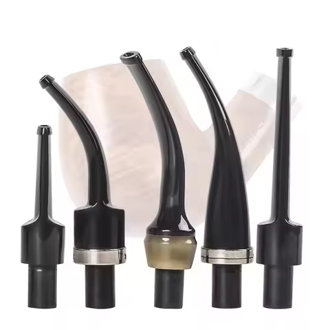 HJS Black Ebonite Mouthpieces Pipe Stems Smoking Pipe Accessories Cigarette Holder Acrylic 10mm Filt