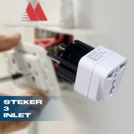 Stop Kontak Kepala Steker Kaki 3 Inlet 2 input Travel Plug Adaptor USB A