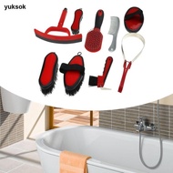 yuksok 9-Piece Grooming Kit for Horses, Brushes And Bathing Tools, Supplies for Equestrians