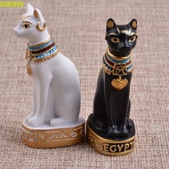 SEVENON Egyptian Cat Figurine, Resin Vintage Cat Goddess Statue, Home Decor Mini Retro Simulated Cat Sculptures Home Garden