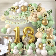 18th/30th/40th Birthday Balloons with Banner Bean Green Happy Birthday Decoration Set Birthday Backg