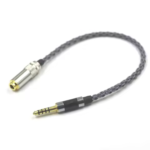 8 Core 4.4mm Male to 4.4mm Female Balanced Connector TRS Audio Adapter Cable 4.4mm to 4.4mm Silver P