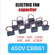 Capacitor 1.5UF/2.0UF/2.5UF/3.0UF/3.5UF/4.0UF/4.75U 450VAC Electric Fan Starting Capacitor Wire Type