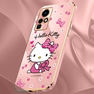 Casing Infinix Zero X Pro Zero X Neo Zero 5G Luxury Plating Ultra-thin Square Case Cartoon Cute Pink Hello Kitty Phone Case Cover with Lanyard