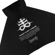 Tared Grdt Dstr Hoodie Oversize Crop Top Black