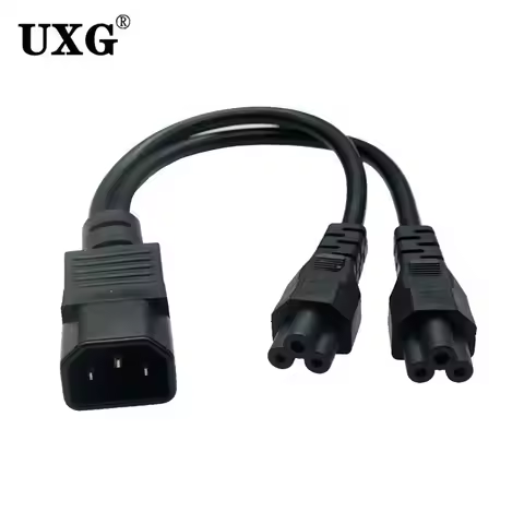 30CM Power Y Type Splitter Adapter Cable Single IEC 320 C14 Male to Dual C5 Female Short Cord for Co