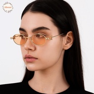 AHOUR Oval Women Eyewear, Bling Small Rhinestone Sunglasses, Fashion Metal Frame Y2k Uv400 Anti-Blue