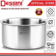 DESSINI ITALY Gorilla GRL-P18 18CM GRL-P20 20CM Detachable Handle Induction Casserole Pot Pan Wok Bo