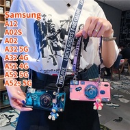 Case For Samsung Galaxy A12 Samsung A02S A02 A32 Samsung A52 A52s Retro Camera lanyard Sling Casing Grip Stand Holder Silicone Phone Case Cover With Cute Doll Top Seller Case