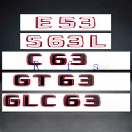 2024 Style Glossy Black& Red C63 E63 G63 GT63 S63L GLC63 GLE63 GLS63 CLS63 ABS Car Emblem Trunk Name